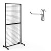 Gridwall Display Rack LYASILYHS 3x6 ft Black Metal with Wheels-1