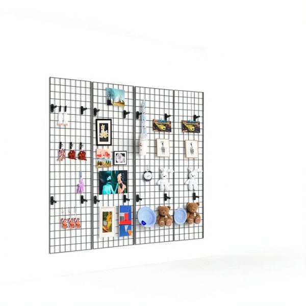 NEESEEYEE Heavy Duty Metal Grid Panel Wall Mount 2x4 Pack of 4 Black-5