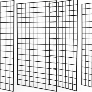 NEESEEYEE Heavy Duty Metal Grid Panel Wall Mount 2x4 Pack of 4 Black-0