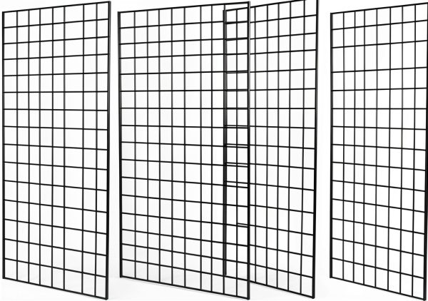NEESEEYEE Heavy Duty Metal Grid Panel Wall Mount 2x4 Pack of 4 Black-0