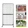 Gridwall Display Rack LYASILYHS 3x6 ft Black Metal with Wheels-5