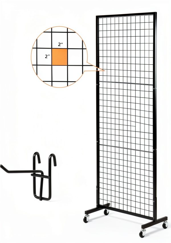 Grid Wall Shelf 3‑Piece Black Metal Rack by Eastern Tree – 2.5×6 ft-2
