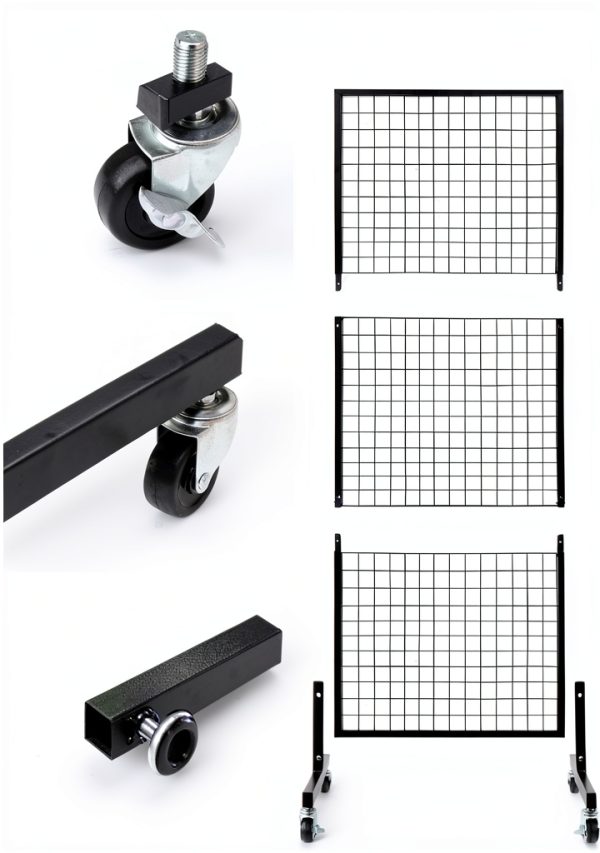 Grid Wall Shelf 3‑Piece Black Metal Rack by Eastern Tree – 2.5×6 ft-3