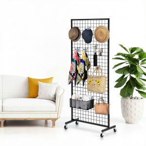 Grid Wall Shelf 3‑Piece Black Metal Rack by Eastern Tree – 2.5×6 ft-1