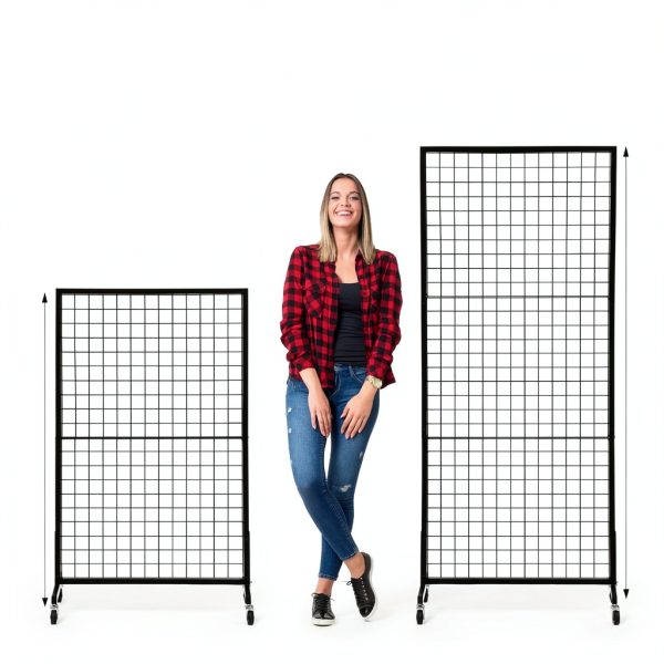 Grid Wall Shelf 3‑Piece Black Metal Rack by Eastern Tree – 2.5×6 ft-4