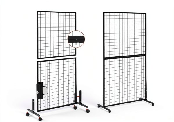 Gridwall Display Rack LYASILYHS 3x6 ft Black Metal with Wheels-6