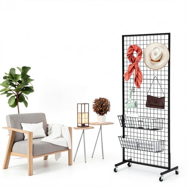 Grid Wall Shelf 3‑Piece Black Metal Rack by Eastern Tree – 2.5×6 ft-5