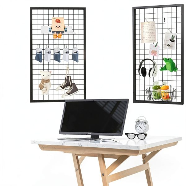 NectaCol Black Metal Gridwall Panel 3‑Pack Wall‑Mounted Organizer-5