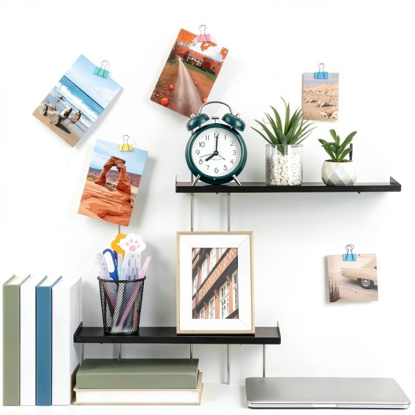 Yaocom Black Grid Wall Shelf 4‑Piece Model XIE3854 15.75 x 5.91 Inches-4
