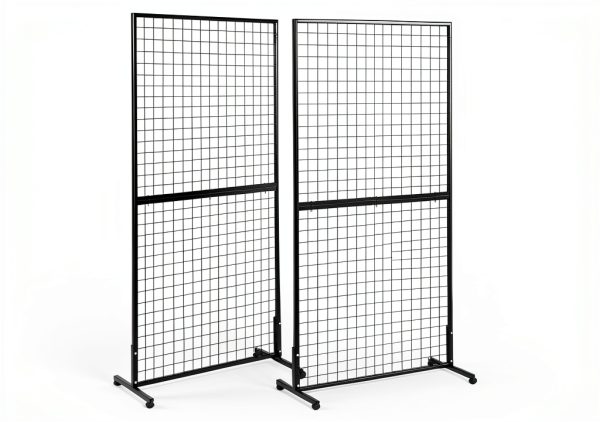Gridwall Display Rack LYASILYHS 3x6 ft Black Metal with Wheels-0